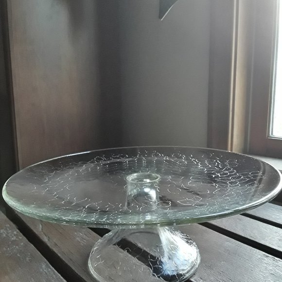 Vintage Glass Pedestal Cake Plate - Picture 1 of 6